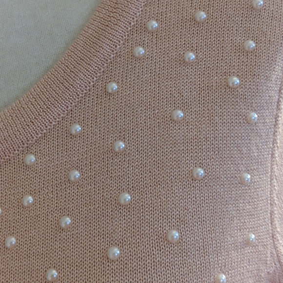 NEW Calvin Klein Peach Pink Pearl Wool Blend Sweater - w tags! - Picture 5 of 5